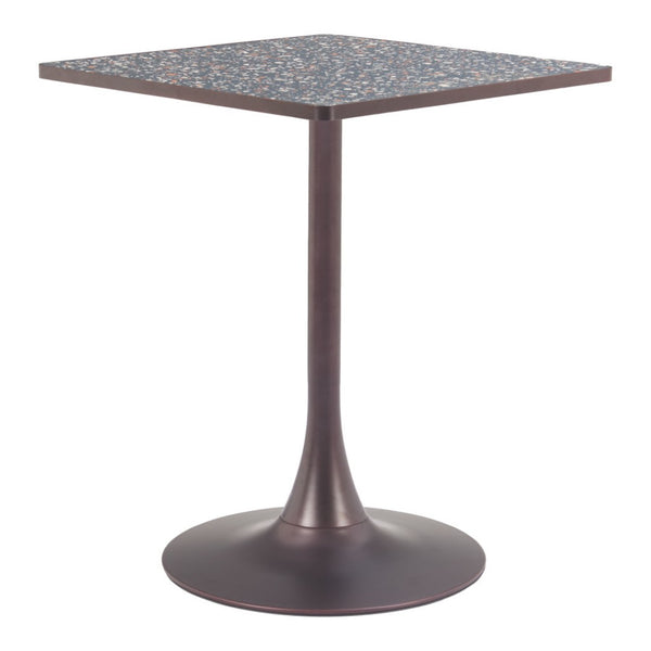 HomeRoots 24" Modern Black Steel Pedestal Base Square Dining Table - Stylish, Space-Saving Design for Any Room 572242