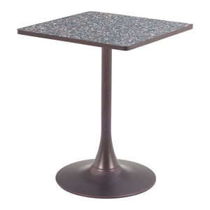 HomeRoots 24" Modern Black Steel Pedestal Base Square Dining Table - Stylish, Space-Saving Design for Any Room 572242