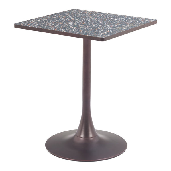 HomeRoots 24" Modern Black Steel Pedestal Base Square Dining Table - Stylish, Space-Saving Design for Any Room 572242