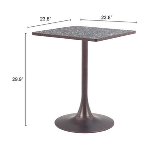 HomeRoots 24" Modern Black Steel Pedestal Base Square Dining Table - Stylish, Space-Saving Design for Any Room 572242