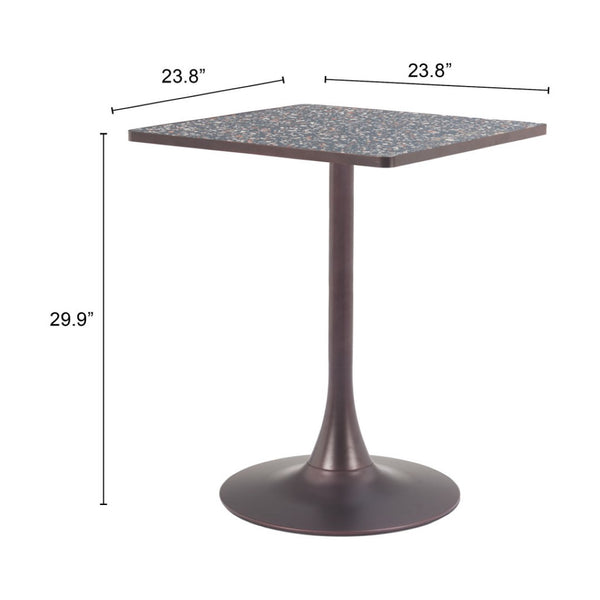 HomeRoots 24" Modern Black Steel Pedestal Base Square Dining Table - Stylish, Space-Saving Design for Any Room 572242