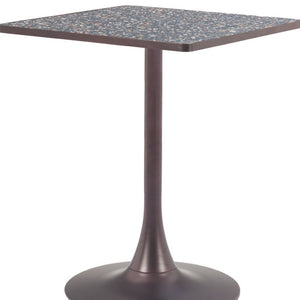 HomeRoots 24" Modern Black Steel Pedestal Base Square Dining Table - Stylish, Space-Saving Design for Any Room 572242