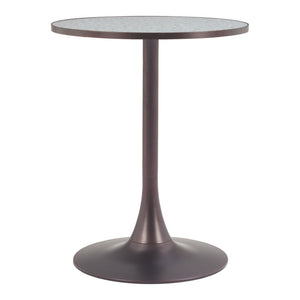 HomeRoots 24" Chic Gray and Bronze Round Dining Table with Steel Pedestal Base - Perfect for Compact Spaces! 572243