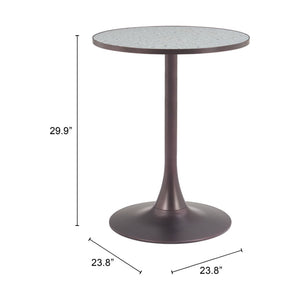 HomeRoots 24" Chic Gray and Bronze Round Dining Table with Steel Pedestal Base - Perfect for Compact Spaces! 572243