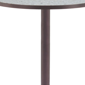 HomeRoots 24" Chic Gray and Bronze Round Dining Table with Steel Pedestal Base - Perfect for Compact Spaces! 572243