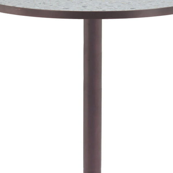 HomeRoots 24" Chic Gray and Bronze Round Dining Table with Steel Pedestal Base - Perfect for Compact Spaces! 572243