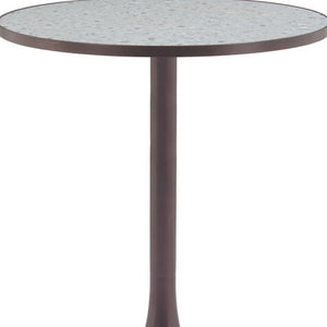 HomeRoots 24" Chic Gray and Bronze Round Dining Table with Steel Pedestal Base - Perfect for Compact Spaces! 572243