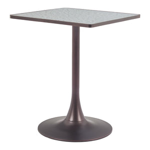 HomeRoots 24" Gray Steel Pedestal Base Square Dining Table - Modern Space-Saving Design for Cozy Dining Areas 572244