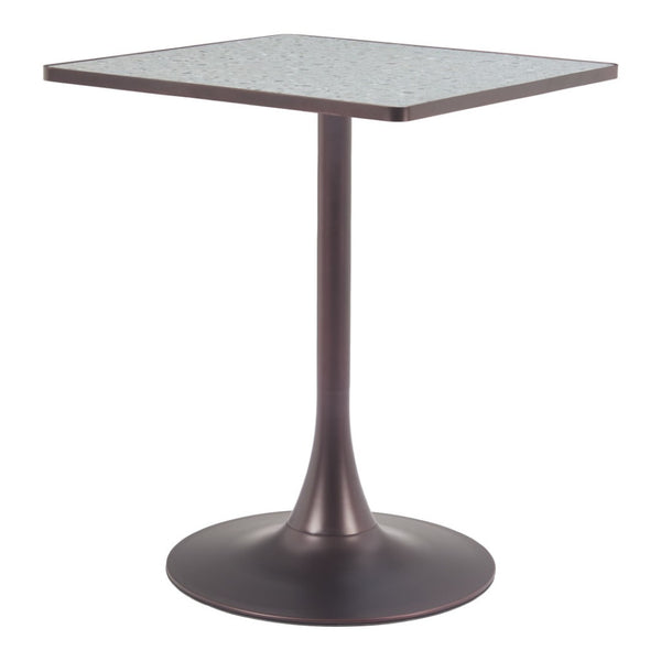 HomeRoots 24" Gray Steel Pedestal Base Square Dining Table - Modern Space-Saving Design for Cozy Dining Areas 572244