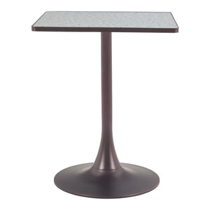 HomeRoots 24" Gray Steel Pedestal Base Square Dining Table - Modern Space-Saving Design for Cozy Dining Areas 572244