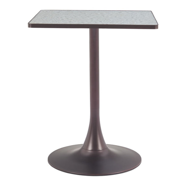 HomeRoots 24" Gray Steel Pedestal Base Square Dining Table - Modern Space-Saving Design for Cozy Dining Areas 572244
