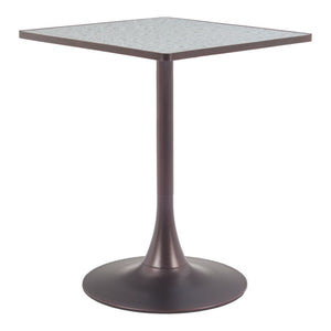 HomeRoots 24" Gray Steel Pedestal Base Square Dining Table - Modern Space-Saving Design for Cozy Dining Areas 572244