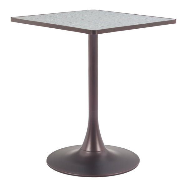HomeRoots 24" Gray Steel Pedestal Base Square Dining Table - Modern Space-Saving Design for Cozy Dining Areas 572244