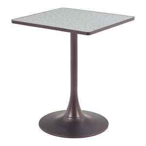 HomeRoots 24" Gray Steel Pedestal Base Square Dining Table - Modern Space-Saving Design for Cozy Dining Areas 572244