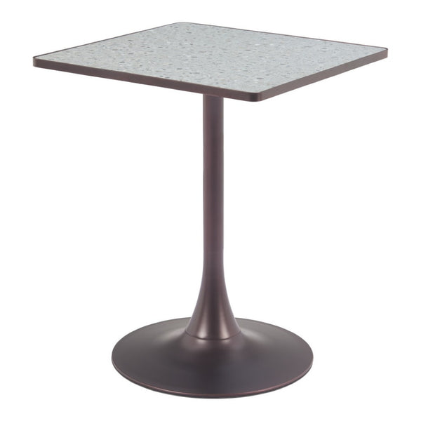 HomeRoots 24" Gray Steel Pedestal Base Square Dining Table - Modern Space-Saving Design for Cozy Dining Areas 572244