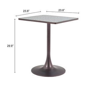 HomeRoots 24" Gray Steel Pedestal Base Square Dining Table - Modern Space-Saving Design for Cozy Dining Areas 572244