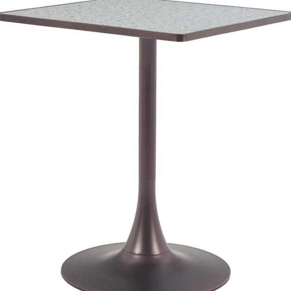 HomeRoots 24" Gray Steel Pedestal Base Square Dining Table - Modern Space-Saving Design for Cozy Dining Areas 572244