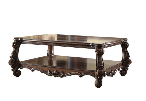 Homeroots 59" Brown Solid Wood & Polyresin Coffee Table With Shelf – Chic Storage Solution For Modern Living Rooms   572269