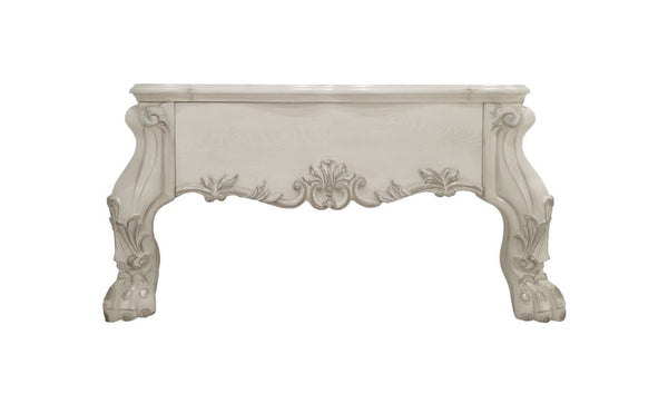 HomeRoots 57" Bone Wood Coffee Table – Elegant Carved Design with Hidden Drawers for Stylish Storage Solutions 572271