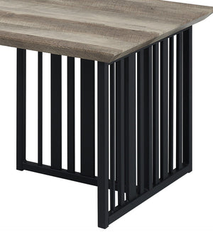 HomeRoots 47" Vintage-Industrial Oak and Black Metal Coffee Table with Distressed Finish for Living Spaces 572272
