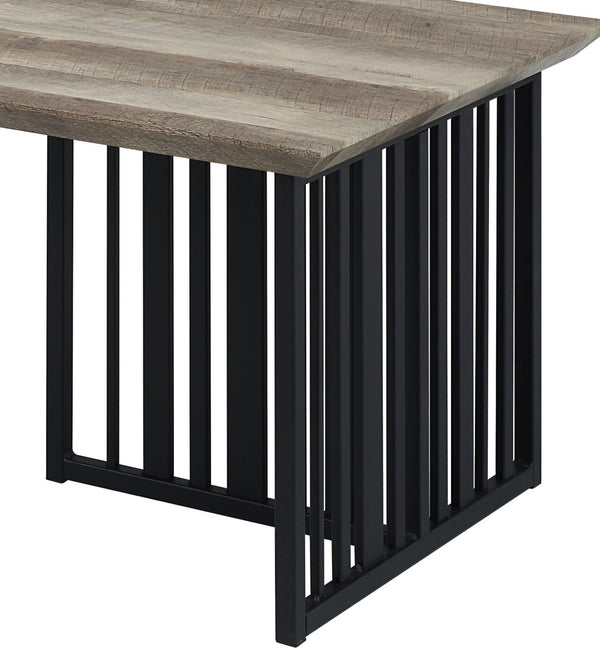 HomeRoots 47" Vintage-Industrial Oak and Black Metal Coffee Table with Distressed Finish for Living Spaces 572272