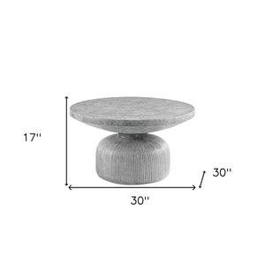 Homeroots 30" Gray Cement Round Pedestal Coffee Table - Stylish, Sturdy Design For A Chic Living Room Accent   572273