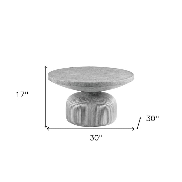 Homeroots 30" Gray Cement Round Pedestal Coffee Table - Stylish, Sturdy Design For A Chic Living Room Accent   572273