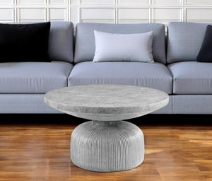 Homeroots 30" Gray Cement Round Pedestal Coffee Table - Stylish, Sturdy Design For A Chic Living Room Accent   572273