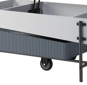 HomeRoots 47" Contemporary Gray, White & Black Faux Marble Lift-Top Coffee Table with Storage & Wheels 572276