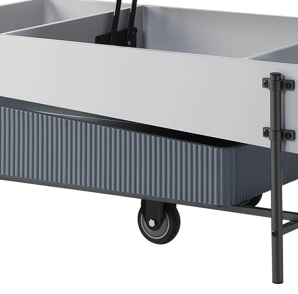 HomeRoots 47" Contemporary Gray, White & Black Faux Marble Lift-Top Coffee Table with Storage & Wheels 572276