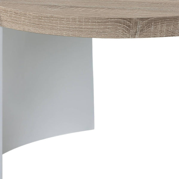 HomeRoots 33" Oak and White Round Partial Frame Coffee Table - Modern, Durable, Versatile Design for Any Room 572278