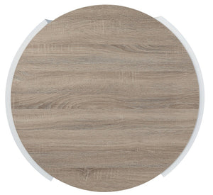 HomeRoots 33" Oak and White Round Partial Frame Coffee Table - Modern, Durable, Versatile Design for Any Room 572278