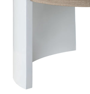 HomeRoots 33" Oak and White Round Partial Frame Coffee Table - Modern, Durable, Versatile Design for Any Room 572278
