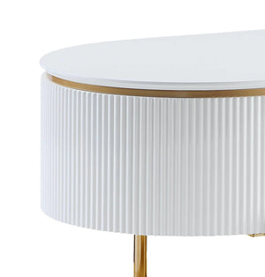 HomeRoots 47" White and Gold Oval Coffee Table with Drawer - Stylish Storage Solution for Modern Living Spaces 572279