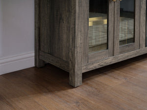 English Elm Ellington Walnut Entertainment Console with Electric Fireplace Led Lighting Open Shelving B061P352459