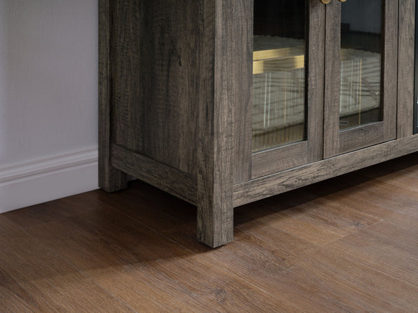 English Elm Ellington Walnut Entertainment Console with Electric Fireplace Led Lighting Open Shelving B061P352459