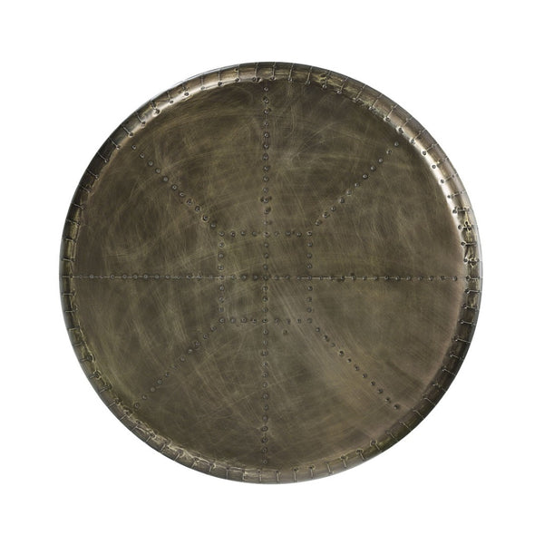 HomeRoots 39" Bronze Aluminum Round Coffee Table with Shelf – Vintage Chic Design for Stylish Living Spaces 572280