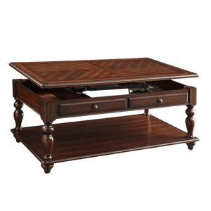 HomeRoots 48" Brown Wood Lift-Top Coffee Table with Storage Shelf - Stylish, Versatile, and Durable Design! 572282