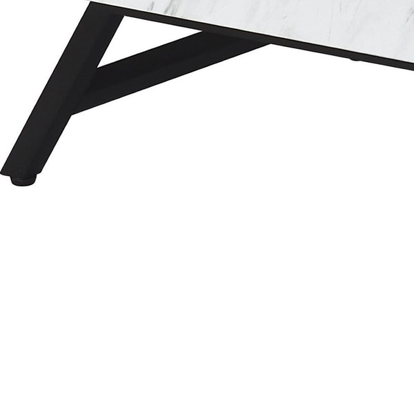 HomeRoots 48" Modern Lift-Top Coffee Table in White and Black with Hidden Storage & Drawer for Small Spaces 572285