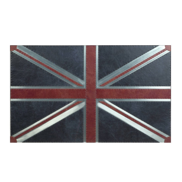 HomeRoots 64" Aviator Coffee Table with Union Jack Design - Industrial Silver & Bold Blue Red Accents 572289