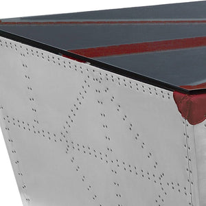 HomeRoots 64" Aviator Coffee Table with Union Jack Design - Industrial Silver & Bold Blue Red Accents 572289
