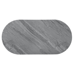 HomeRoots 47" Gray Oval Coffee Table with Drawer - Modern Wood & Steel Design for Stylish Living Spaces & Storage 572291