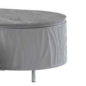 HomeRoots 47" Gray Oval Coffee Table with Drawer - Modern Wood & Steel Design for Stylish Living Spaces & Storage 572291