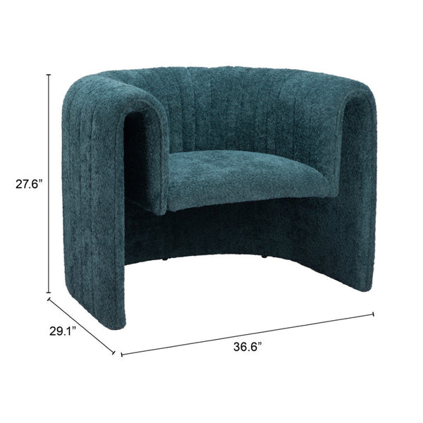 Homeroots 37" Aquamarine Sherpa Arm Chair With Tufted Cushions - Stylish Comfort For Any Modern Living Space   572292