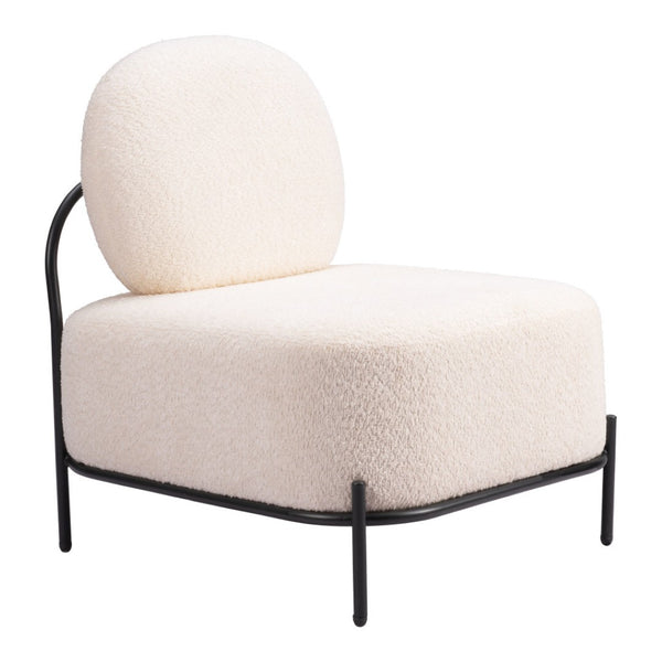 Homeroots 27" Chic White And Black Sherpa Upholstered Side Chair - Stylish Comfort For Any Modern Space   572293