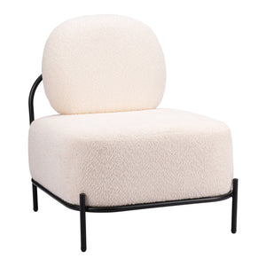 Homeroots 27" Chic White And Black Sherpa Upholstered Side Chair - Stylish Comfort For Any Modern Space   572293