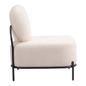 Homeroots 27" Chic White And Black Sherpa Upholstered Side Chair - Stylish Comfort For Any Modern Space   572293