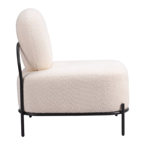 Homeroots 27" Chic White And Black Sherpa Upholstered Side Chair - Stylish Comfort For Any Modern Space   572293
