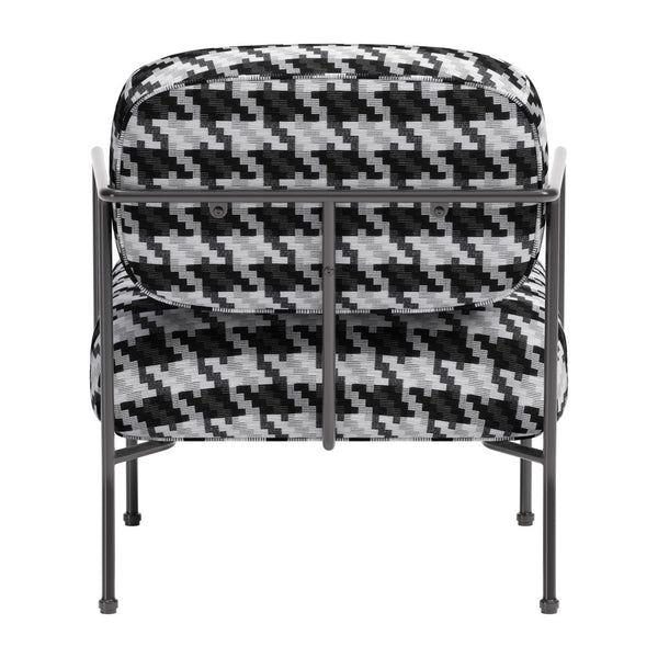 Homeroots 29" Stylish Black And White Upholstered Houndstooth Arm Chair - Durable Comfort For Any Space   572294