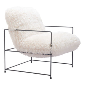 Homeroots 30" Stylish White And Black Sherpa Upholstered Arm Chair – Cozy, Chic Accent For Your Home Decor   572295